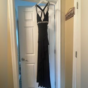 Black gown with crisscross back